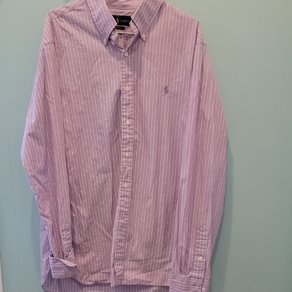 Ralph Lauren Men's Purple Striped Button Down Shirt